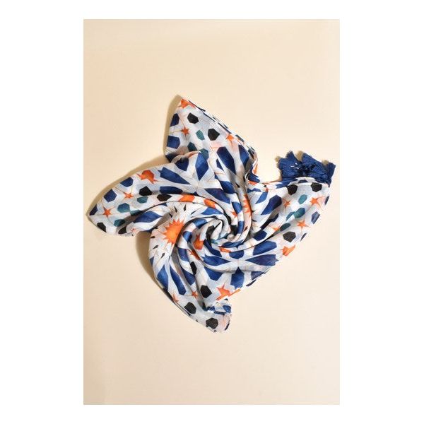 Mediterranean Tile Print Scarf by ADORNE