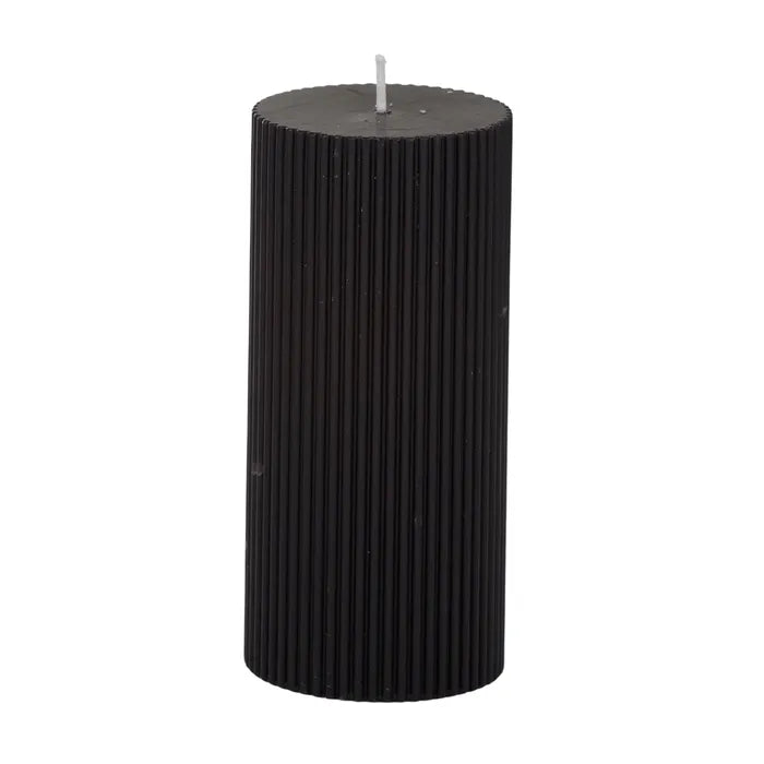 Ribbed Pillar Candle 7cm X 15cm Black
