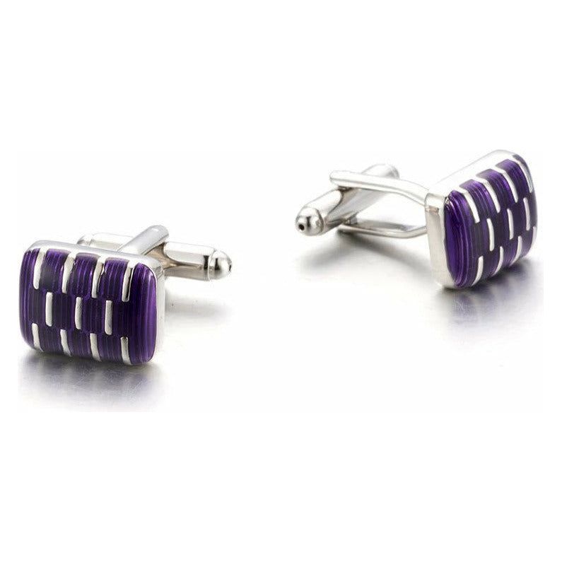 Purple Rectangle Enamel Finish Cufflinks