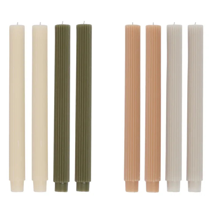 Ribbed Candle Set Of 4 Earth Tones