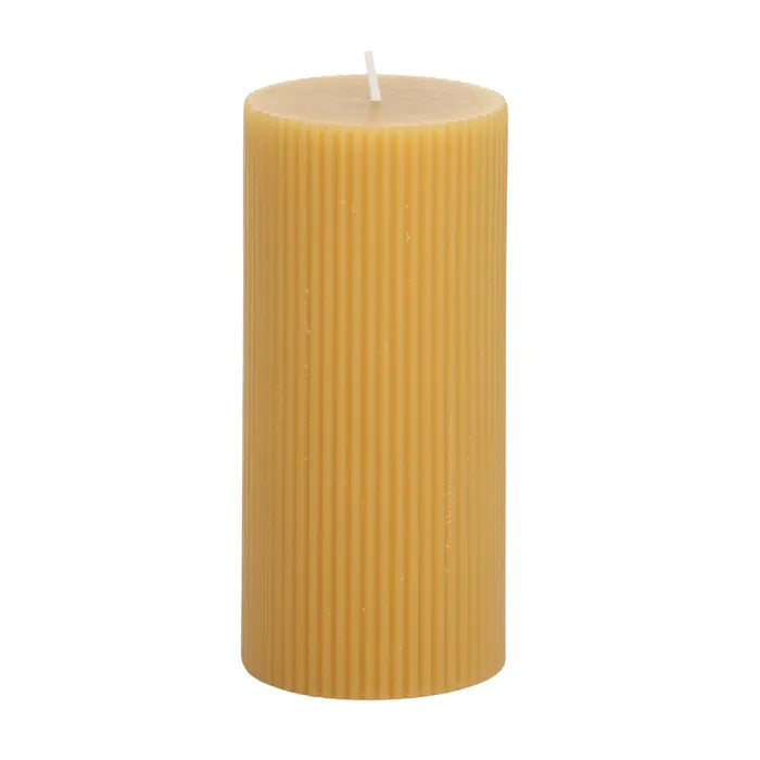 Ribbed Pillar Candle 7cm X 15cm Mustard
