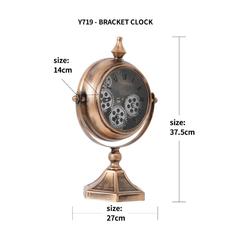 Rose Atlas Bedside Exposed Gear Clock