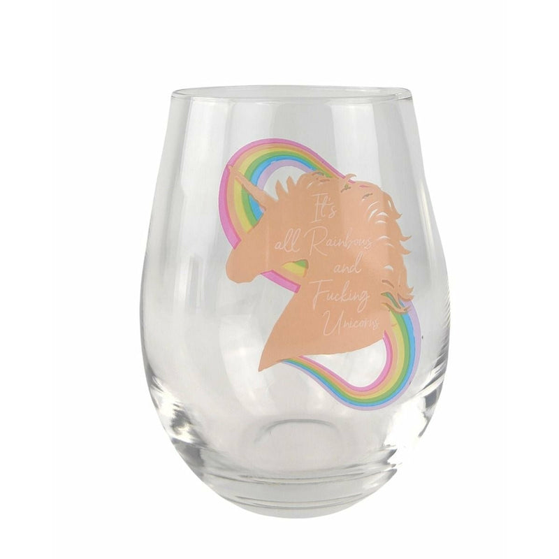 It's All Rainbows & F@#king Unicorns Wine Glass